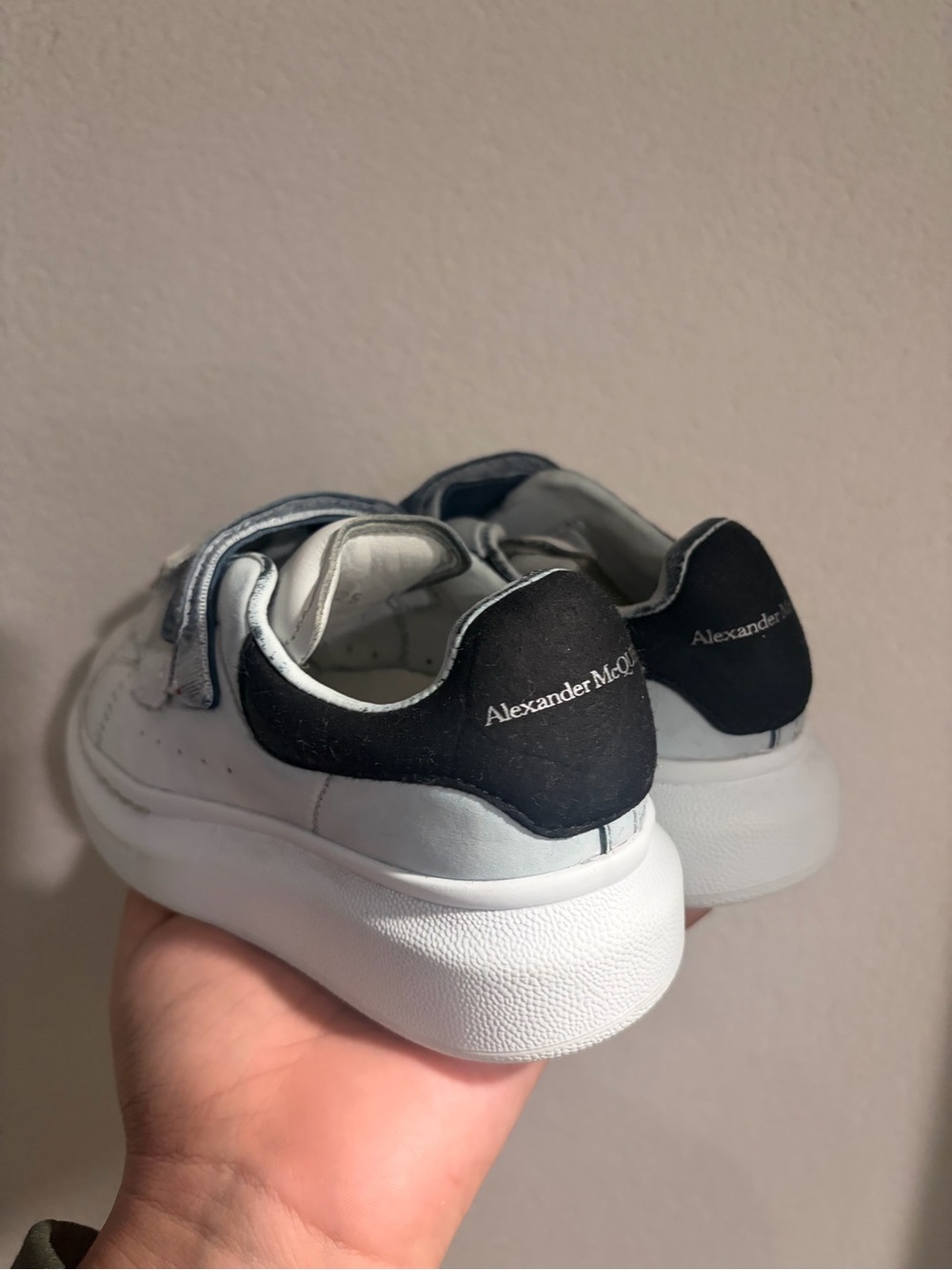 Alexander McQueen Kids White Sneakers with Black Heel Tab